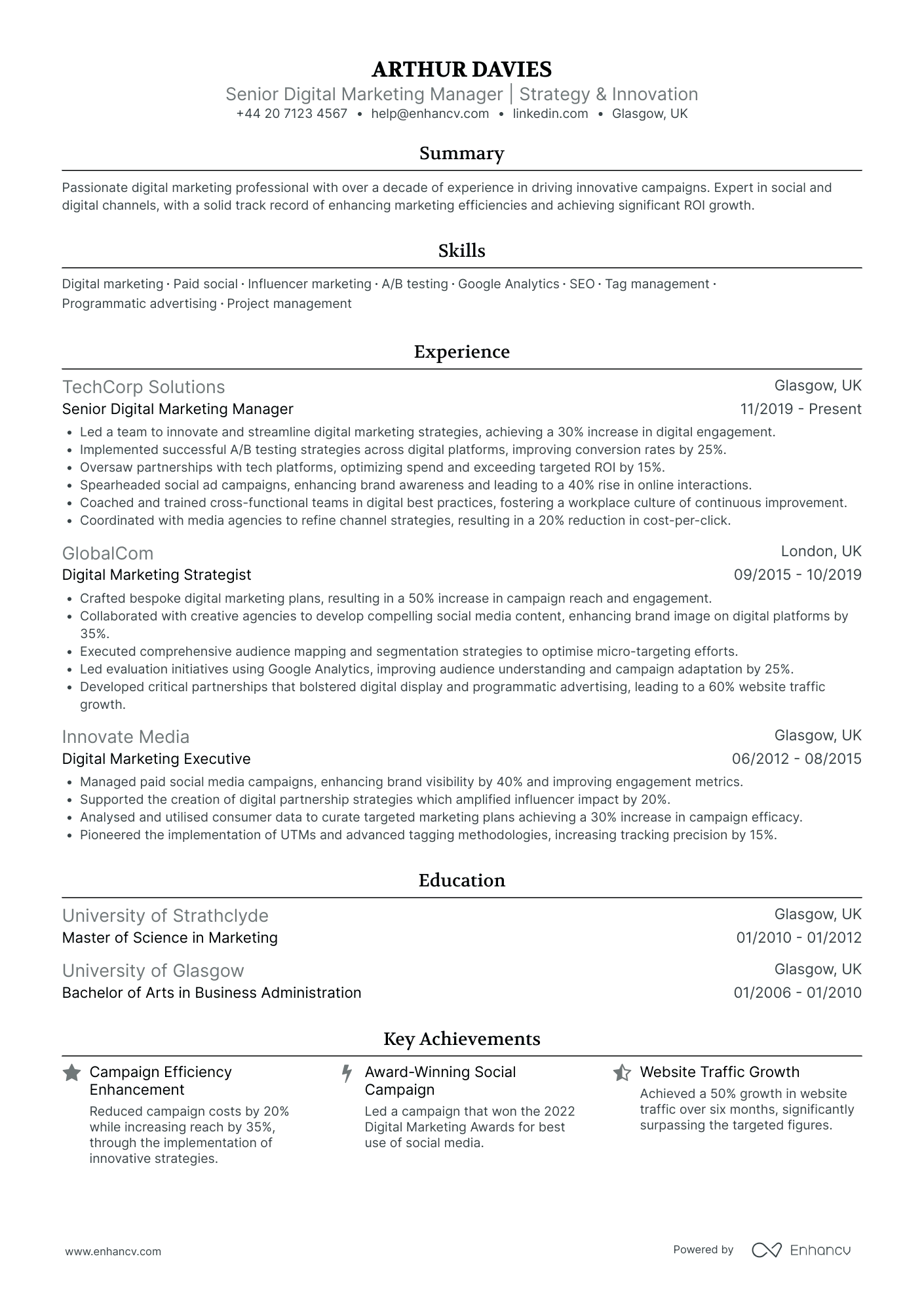 Digital Marketing Manager CV Examples & Guide for 2026