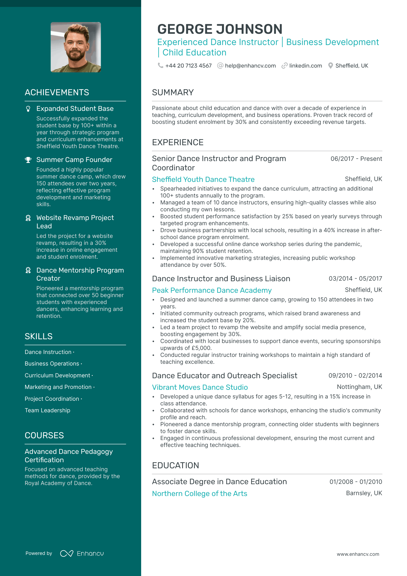 Dance CV Examples & Guide for 2025