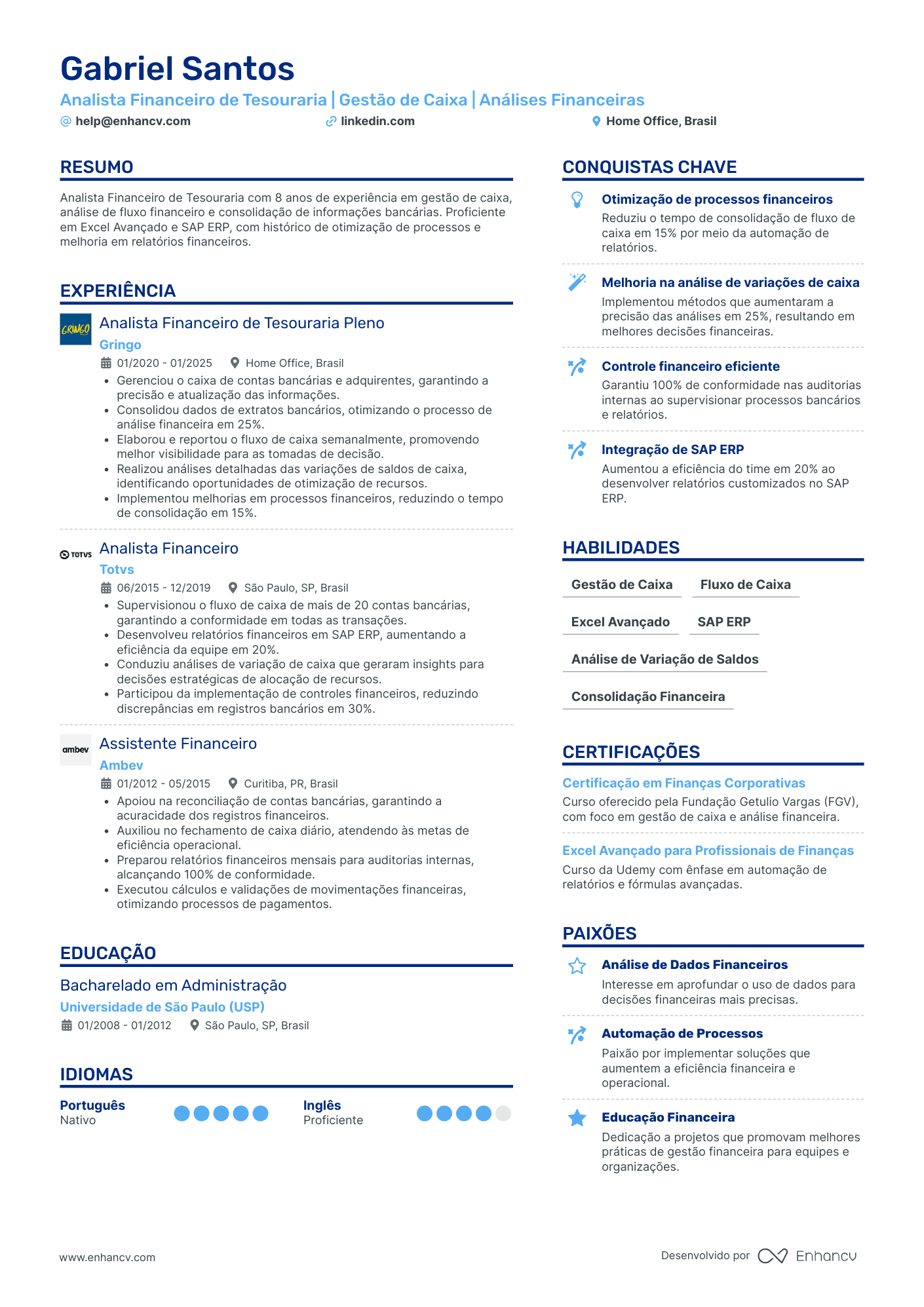 Gerador Currículo: Crie Seu Currículo Profissional | Enhancv