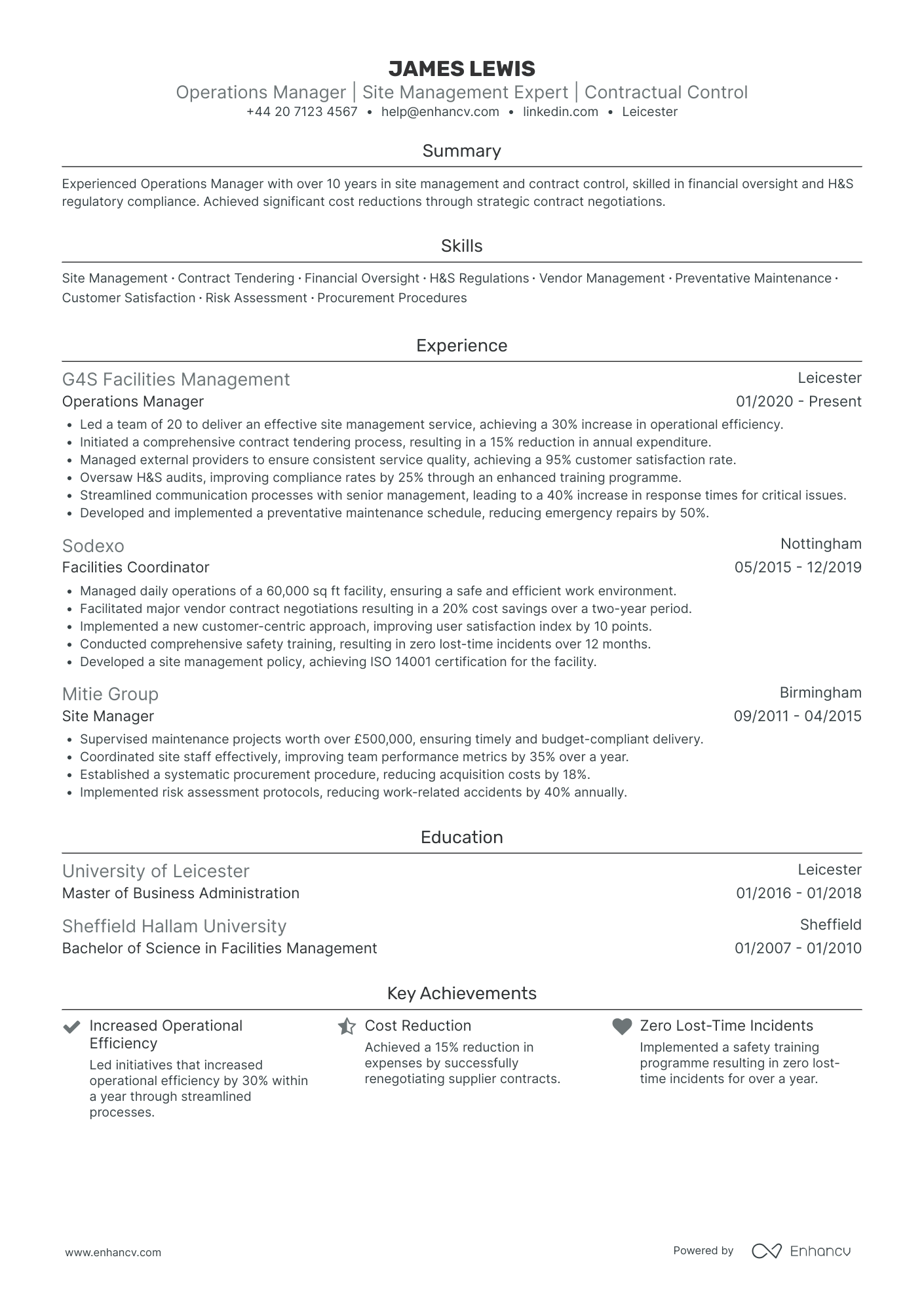 Operations Manager CV Examples & Guide for 2026