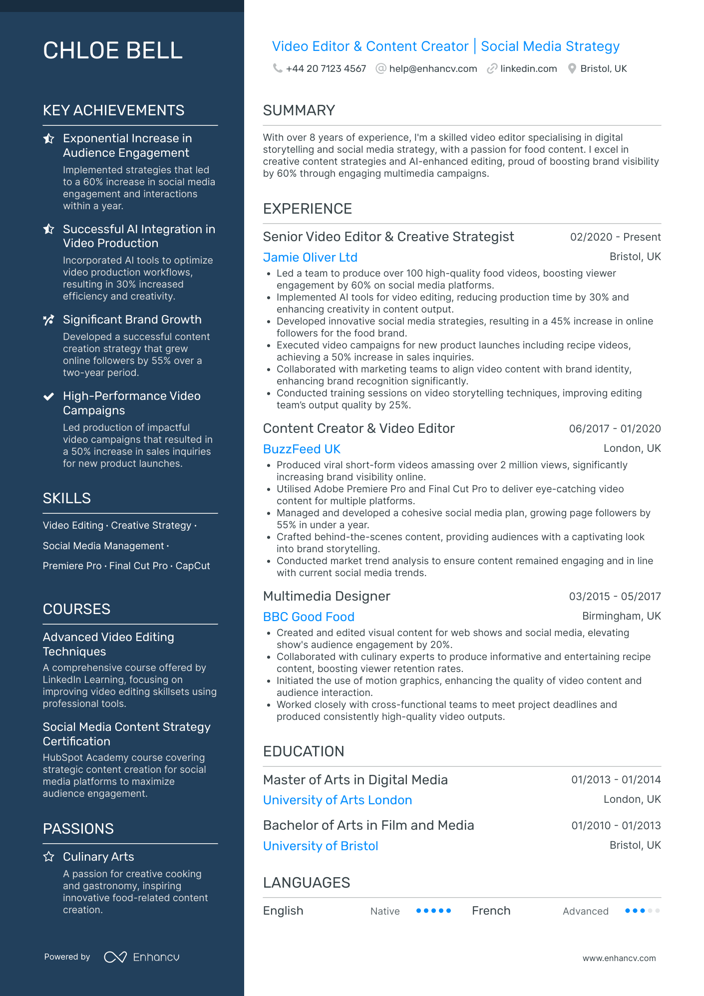 Creative Media Cv Example Content Creator CV Examples & Guide for 2026