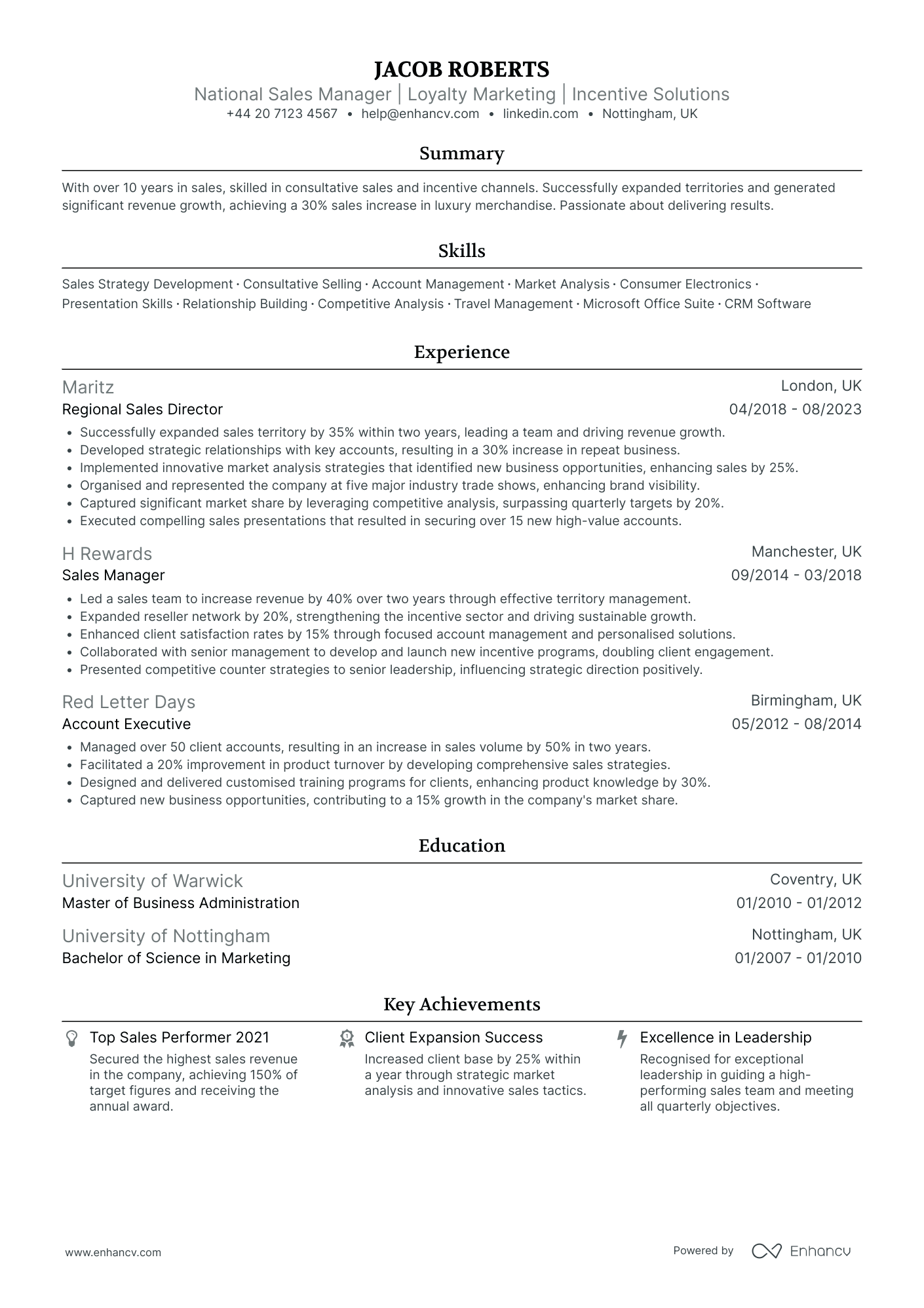 Sales Manager CV Examples & Guide for 2026