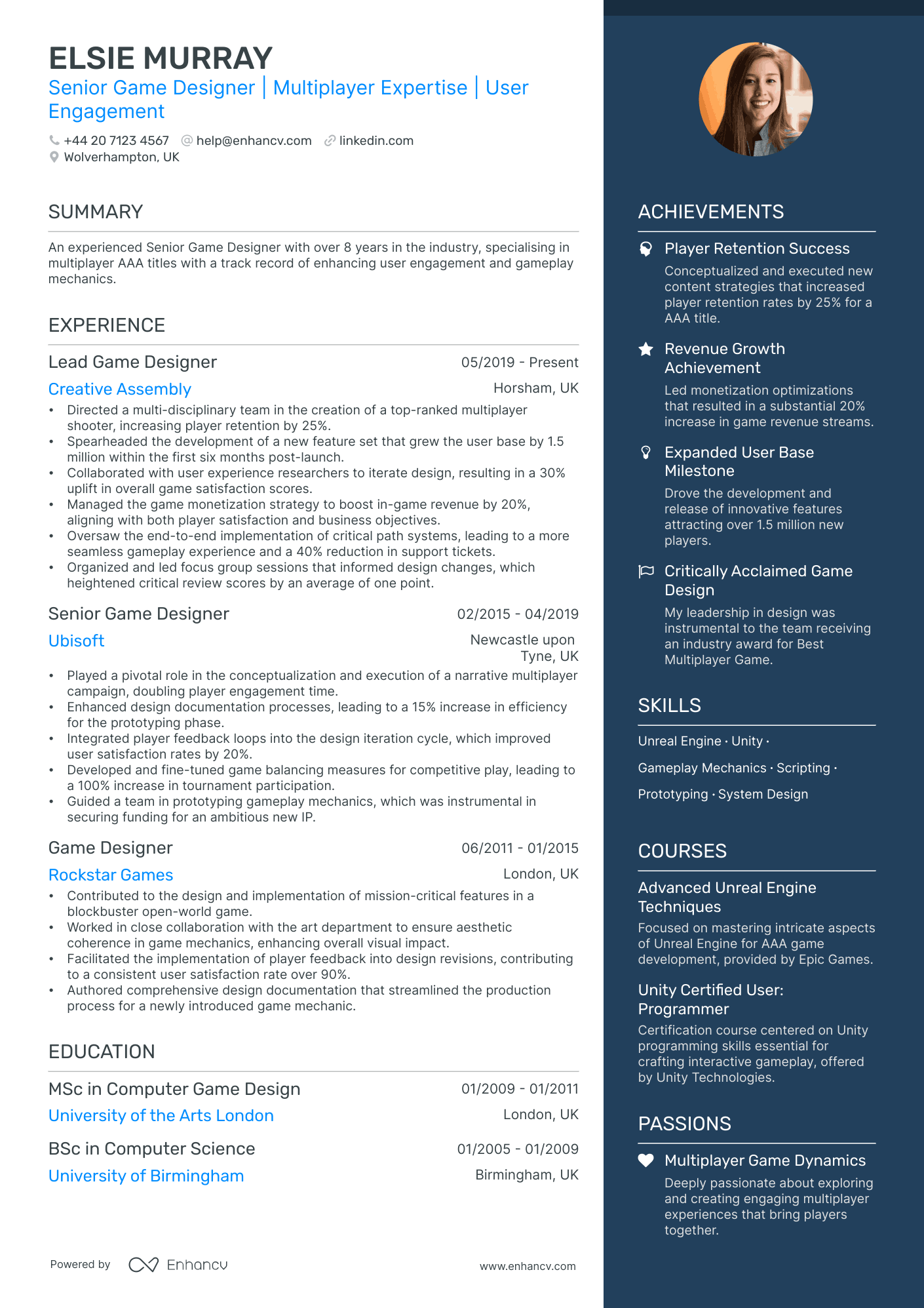Game Design CV Examples & Guide for 2025