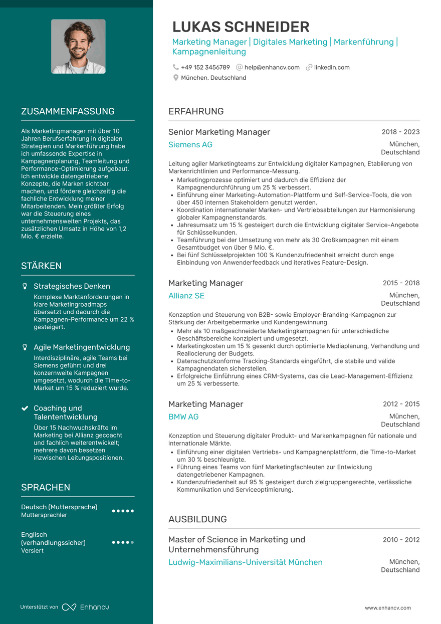 Gepflegt — Kostenlose Lebenslaufvorlagen