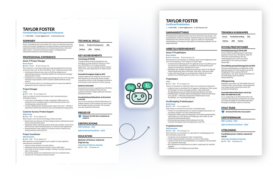 Translate your CV with AI