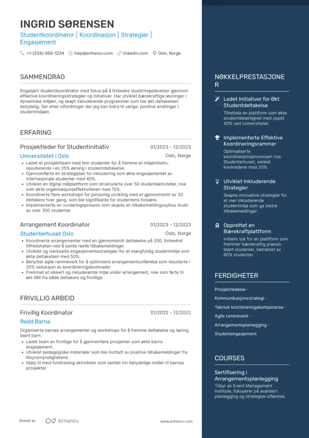 CV laget fra LinkedIn profil