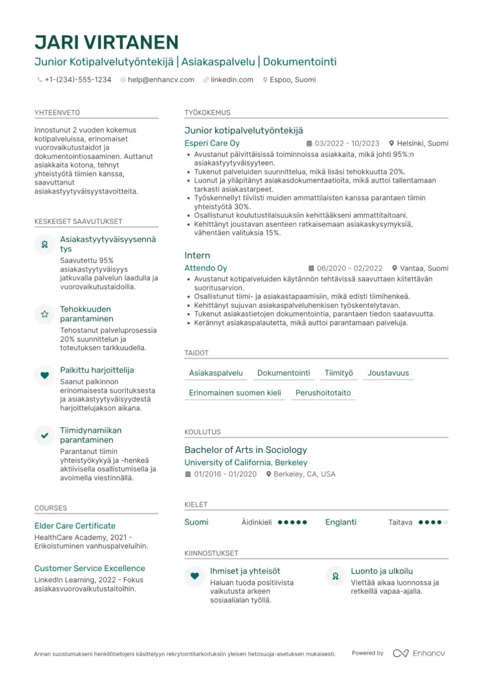 CV luotu LinkedIn profiilista