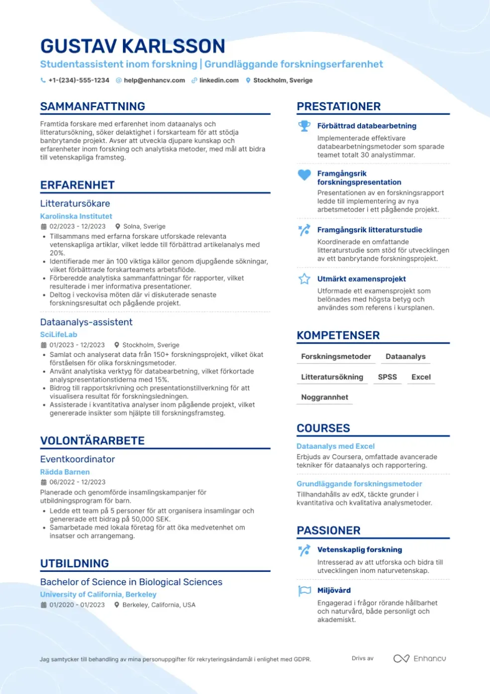 CV skapat från LinkedIn profil