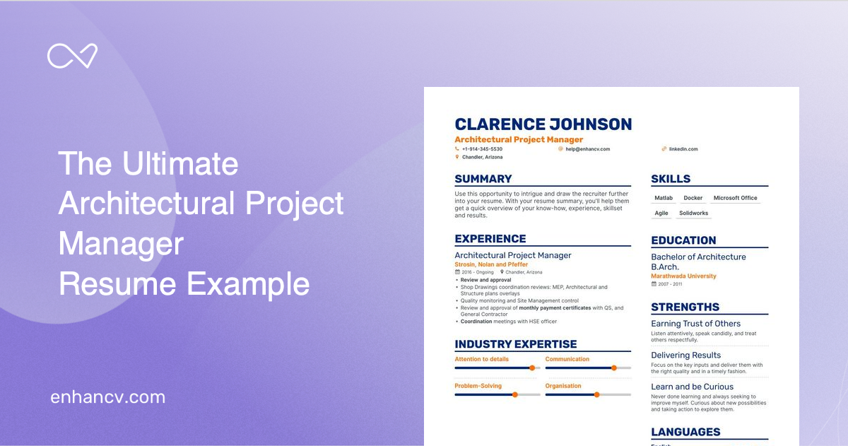 5 Architectural Project Manager Resume Examples & Guide for 2023