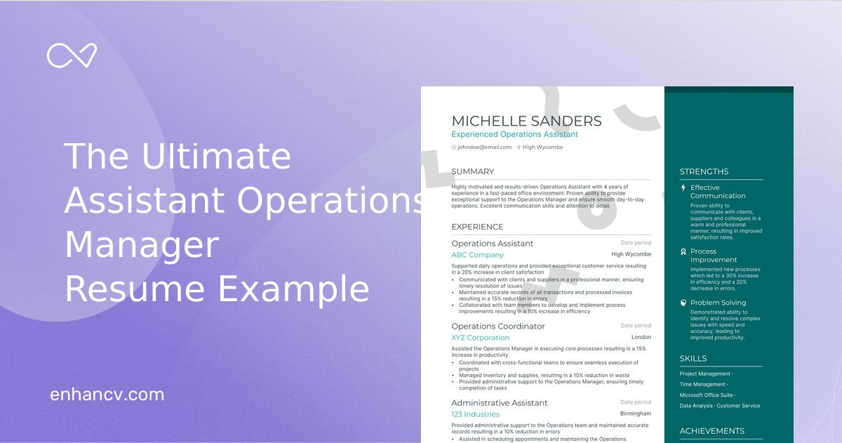 5 Assistant Operations Manager Resume Examples Guide For 2024