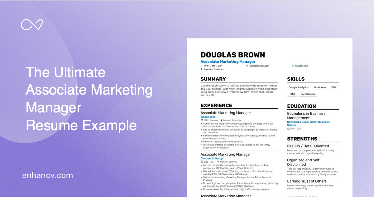 5 Associate Marketing Manager Resume Examples & Guide for 2023