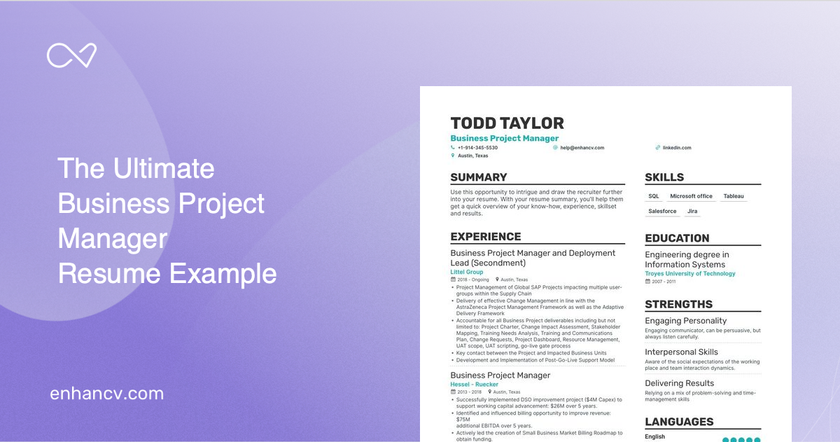 5 Business Project Manager Resume Examples & Guide for 2023