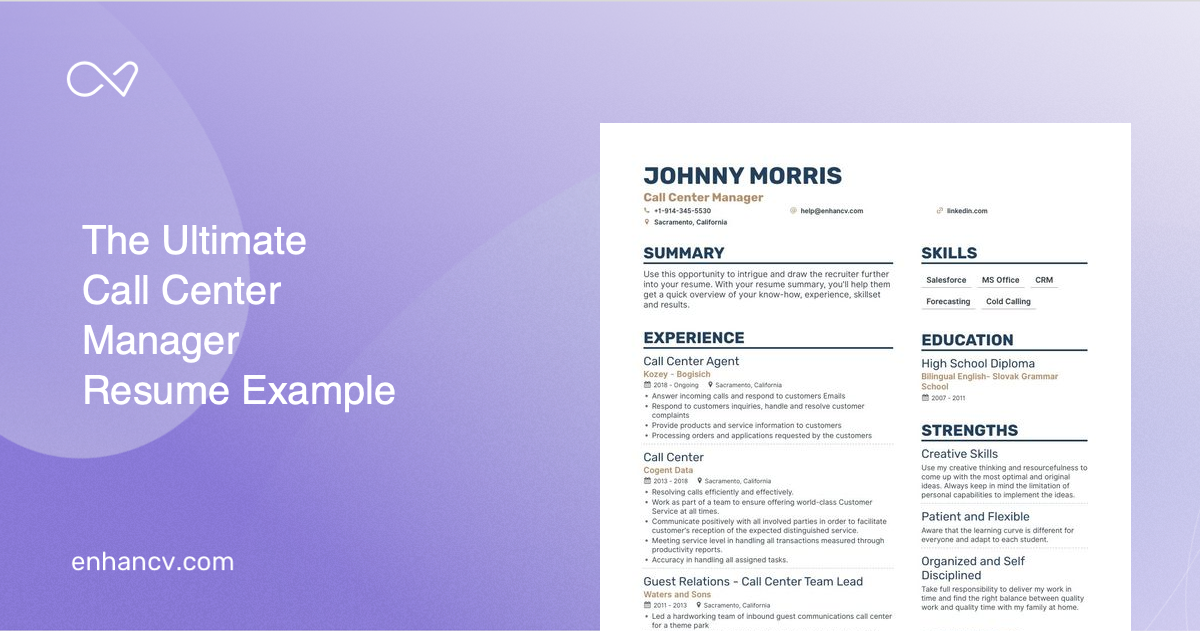 5 Call Center Manager Resume Examples And Guide For 2023