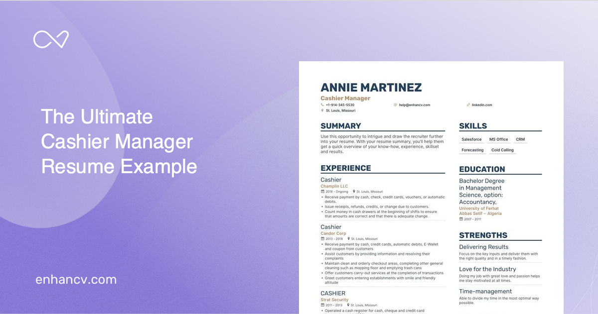 5 Cashier Manager Resume Examples & Guide for 2023