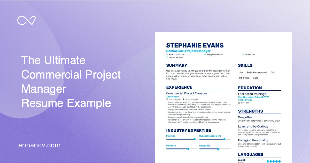 5 Commercial Project Manager Resume Examples & Guide for 2023