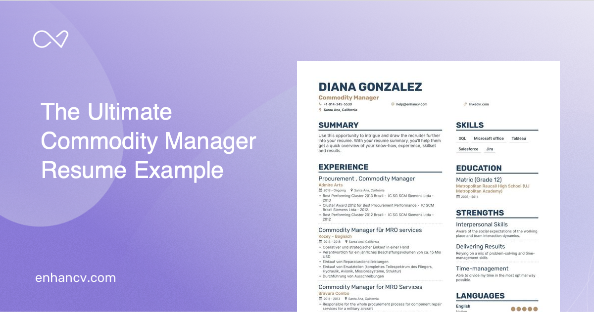 5 Commodity Manager Resume Examples & Guide for 2023