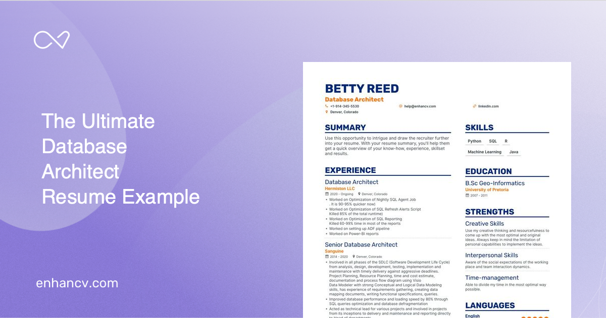 5 Database Architect Resume Examples & Guide for 2023