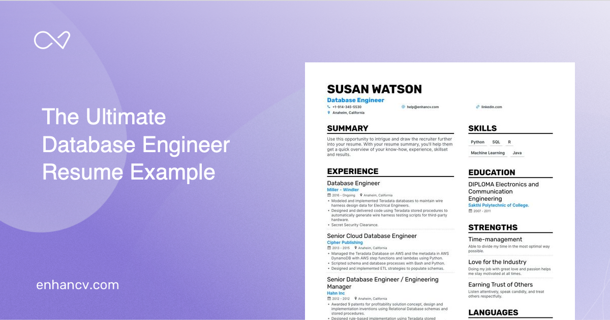 5 Database Engineer Resume Examples & Guide For 2023