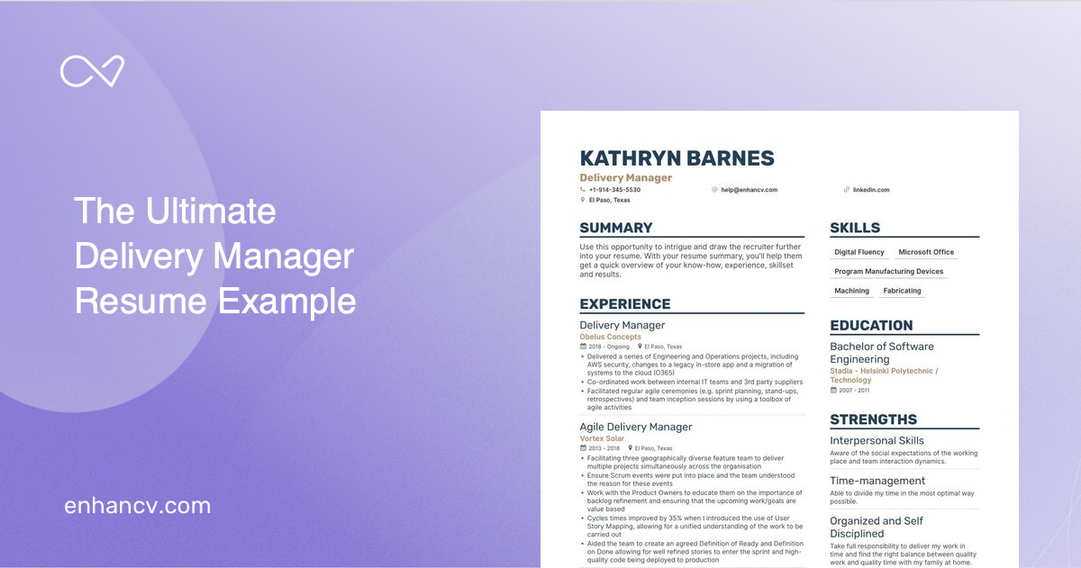 delivery manager personal statement