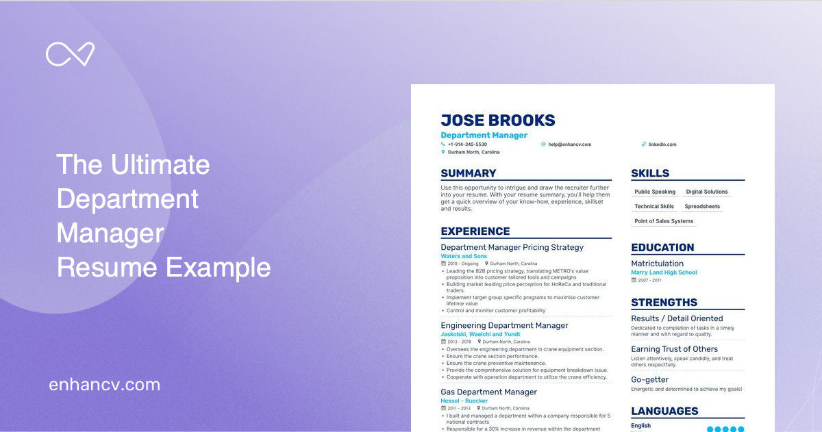 5 Department Manager Resume Examples & Guide for 2023