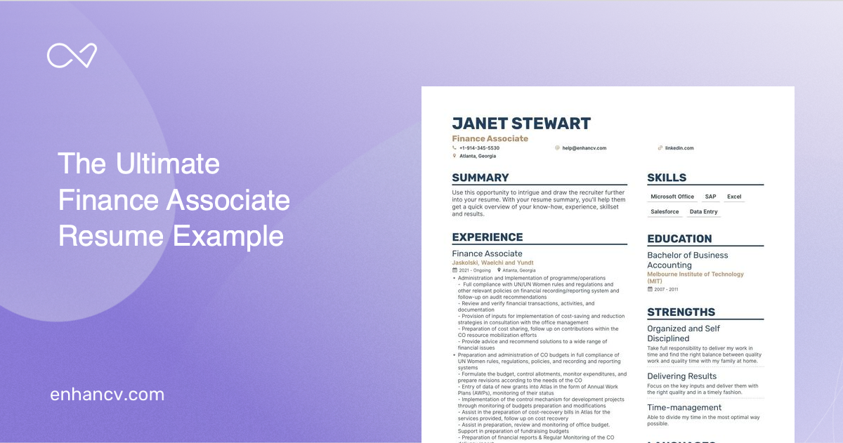 5 Finance Associate Resume Examples & Guide for 2023