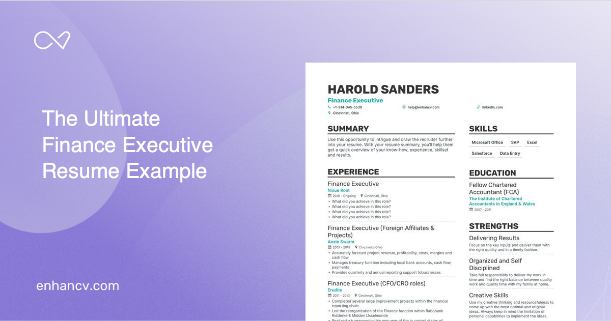 5 Finance Executive Resume Examples & Guide for 2023