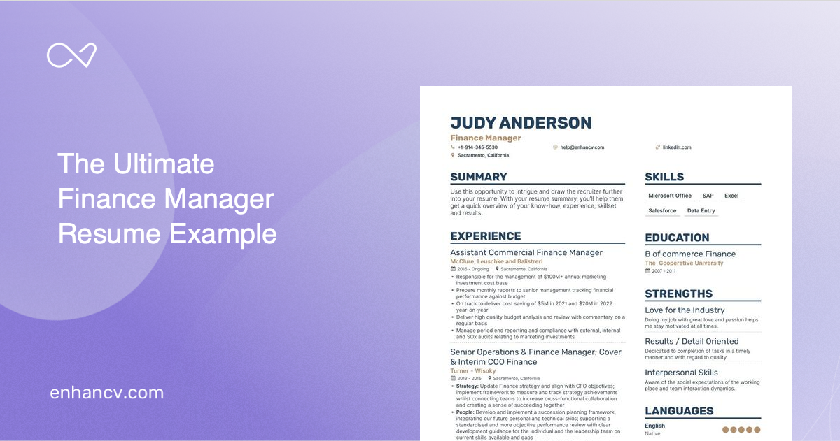 13 Finance Manager Resume Examples & Guide for 2024