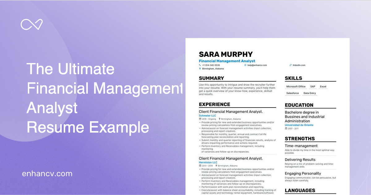 5 Financial Management Analyst Resume Examples & Guide for 2023