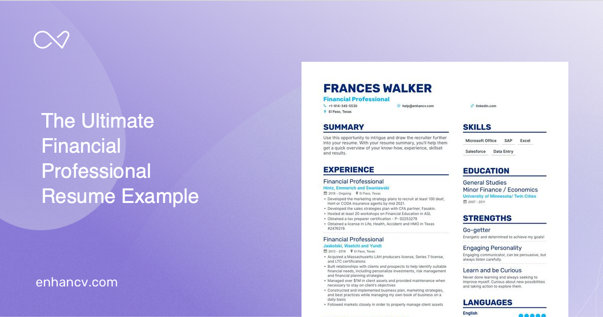 5 Financial Professional Resume Examples & Guide for 2023