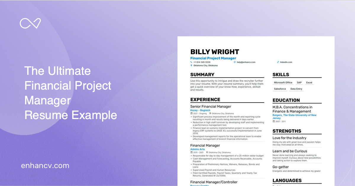 5 Financial Project Manager Resume Examples & Guide for 2023