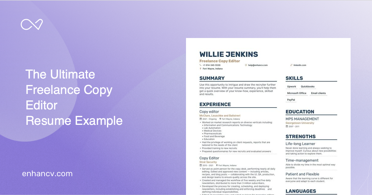 5 Freelance Copy Editor Resume Examples Guide For 2023   Freelance Copy Editor Meta 