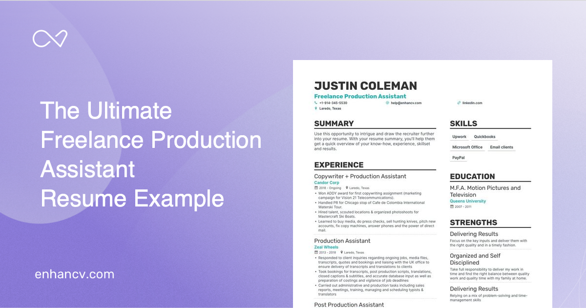 5 Freelance Production Assistant Resume Examples & Guide for 2023