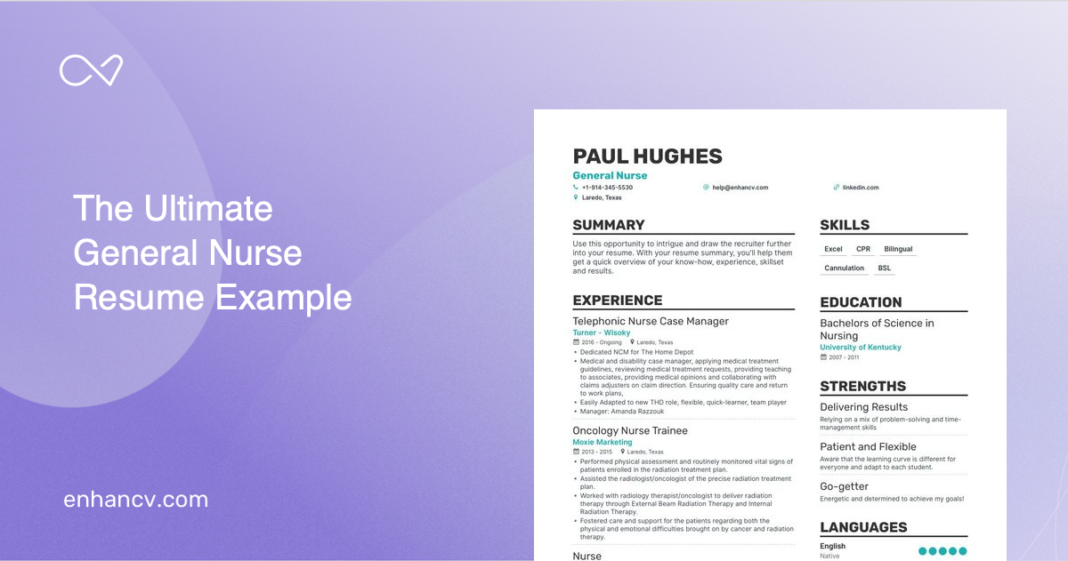 General Nurse Resume Examples Guide For 2023 Layout Skills 