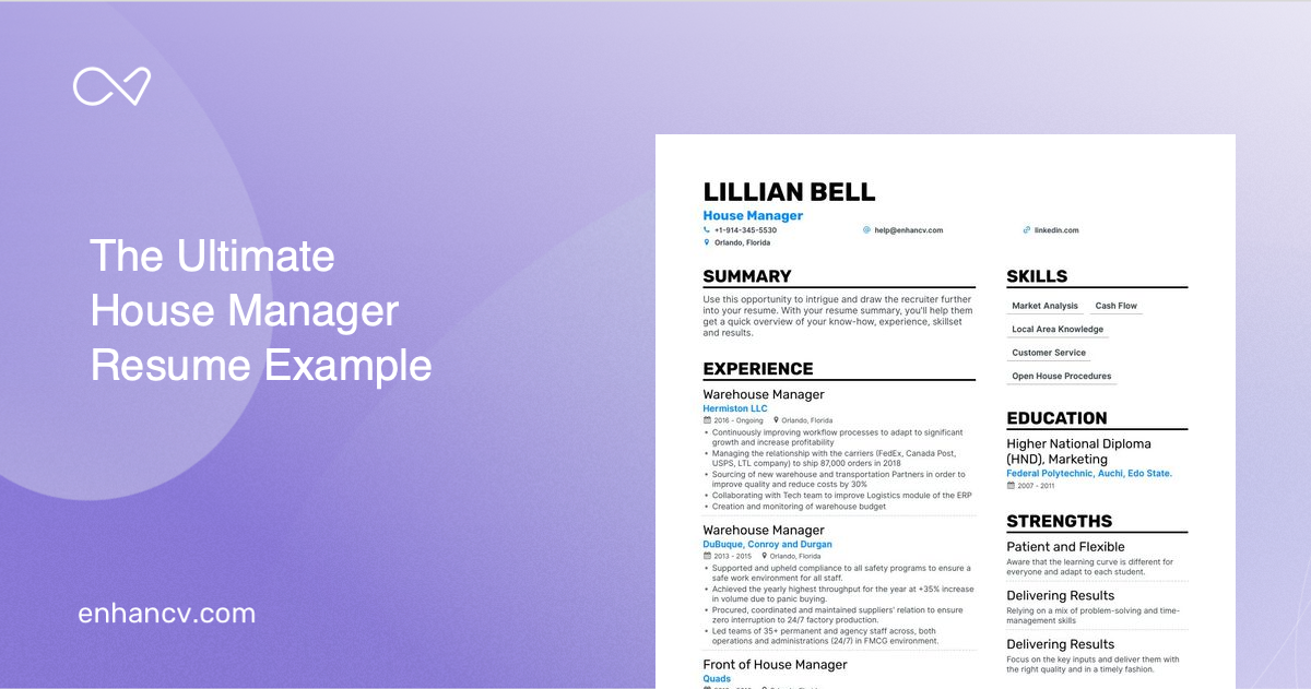 House Manager Resume Examples & Guide for 2023
