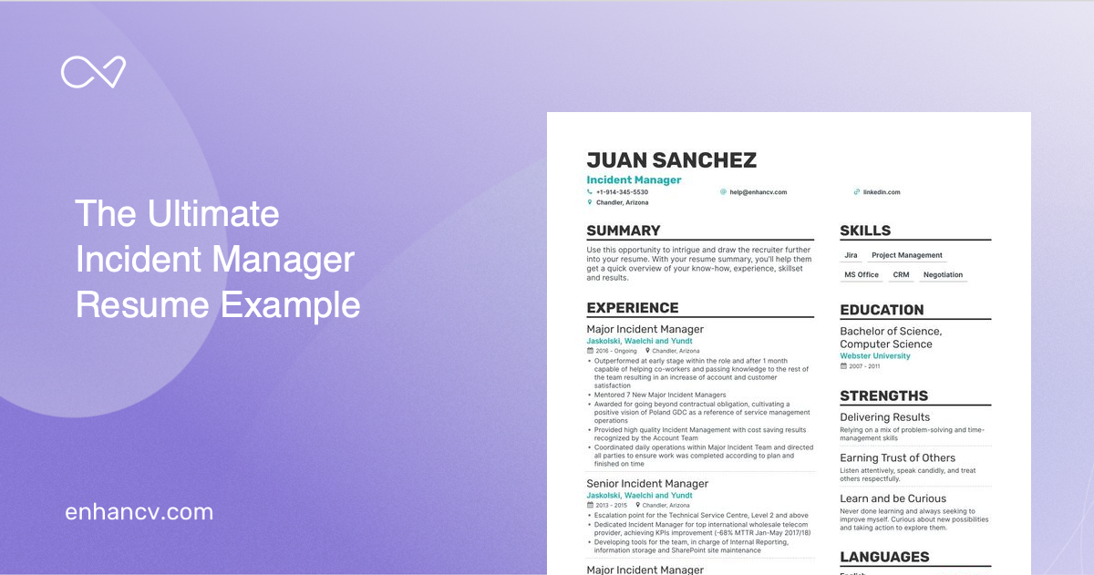 5 Incident Manager Resume Examples Guide For 2023