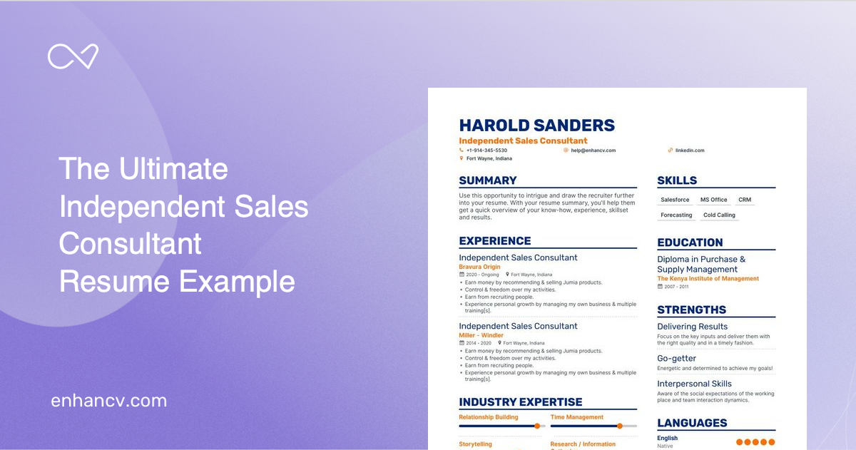 5 Independent Sales Consultant Resume Examples & Guide for 2023