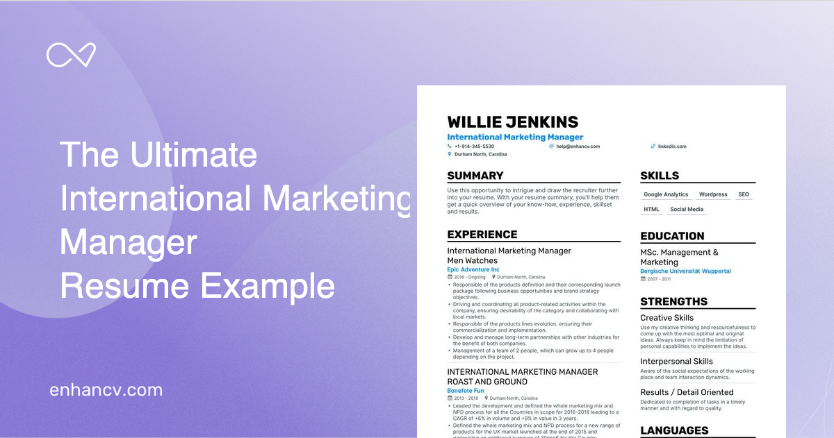 5 International Marketing Manager Resume Examples & Guide for 2023