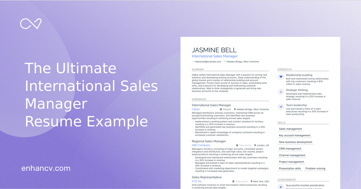 5 International Sales Manager Resume Examples & Guide For 2023