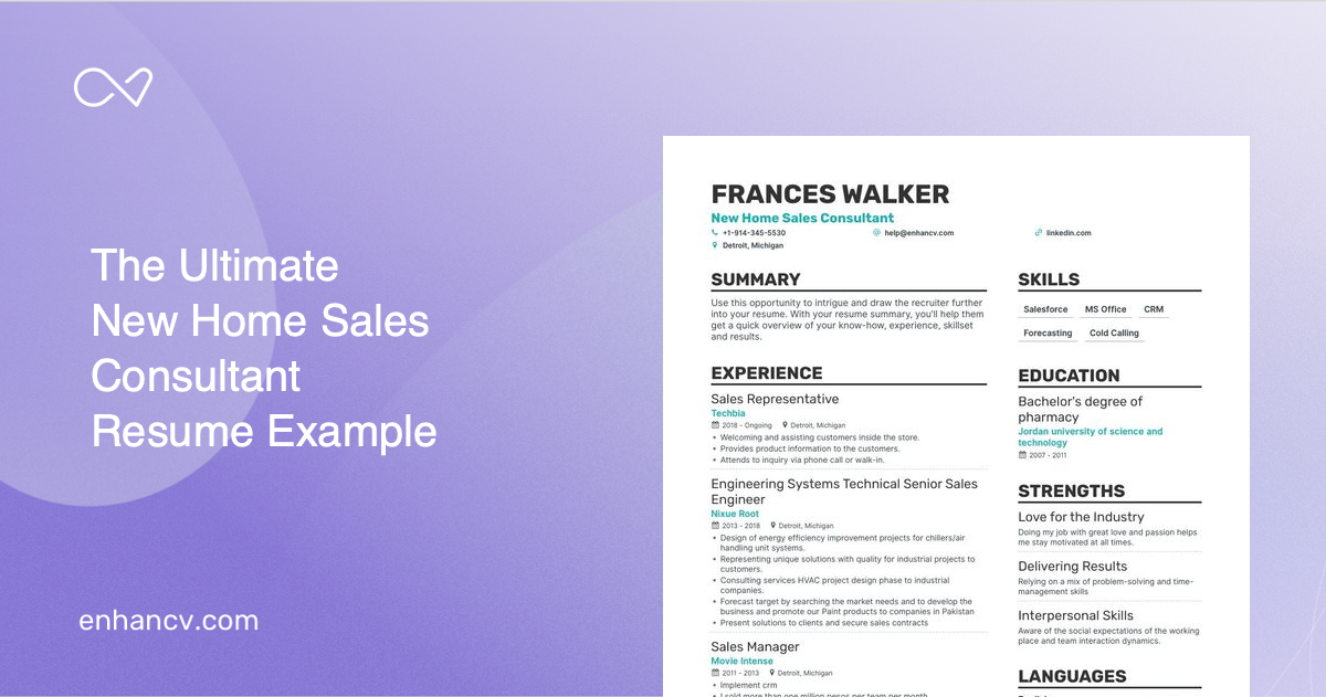 5 New Home Sales Consultant Resume Examples & Guide for 2023