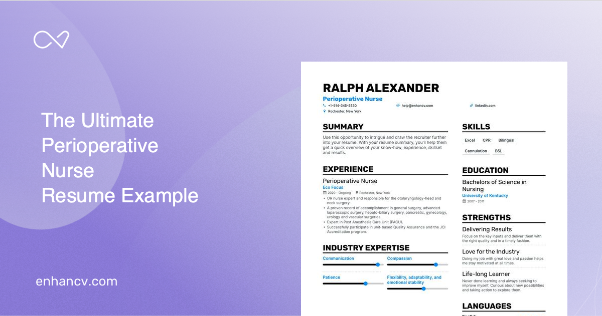 5 Perioperative Nurse Resume Examples & Guide for 2024