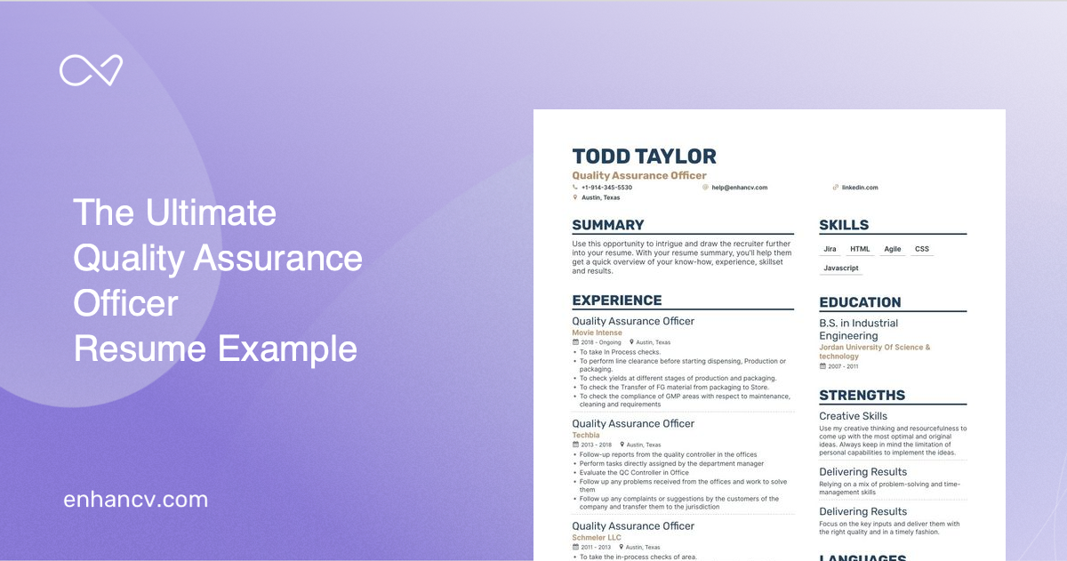 5 Quality Assurance Officer Resume Examples & Guide for 2024