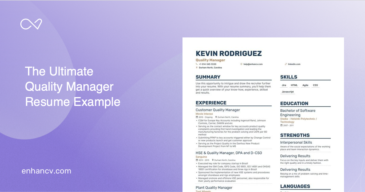 8 Quality Manager Resume Examples & Guide for 2023