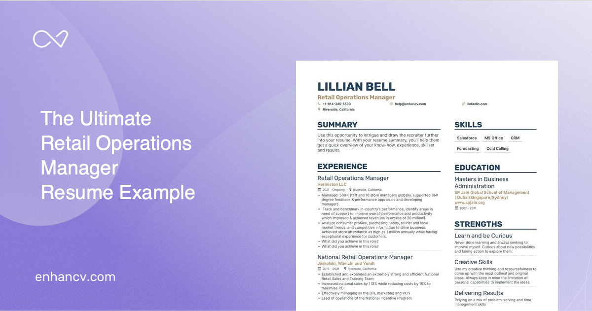 5 Retail Operations Manager Resume Examples Guide For 2023