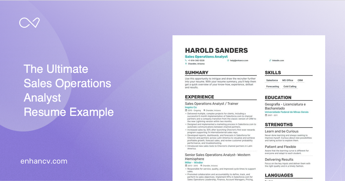 5 Sales Operations Analyst Resume Examples & Guide for 2023