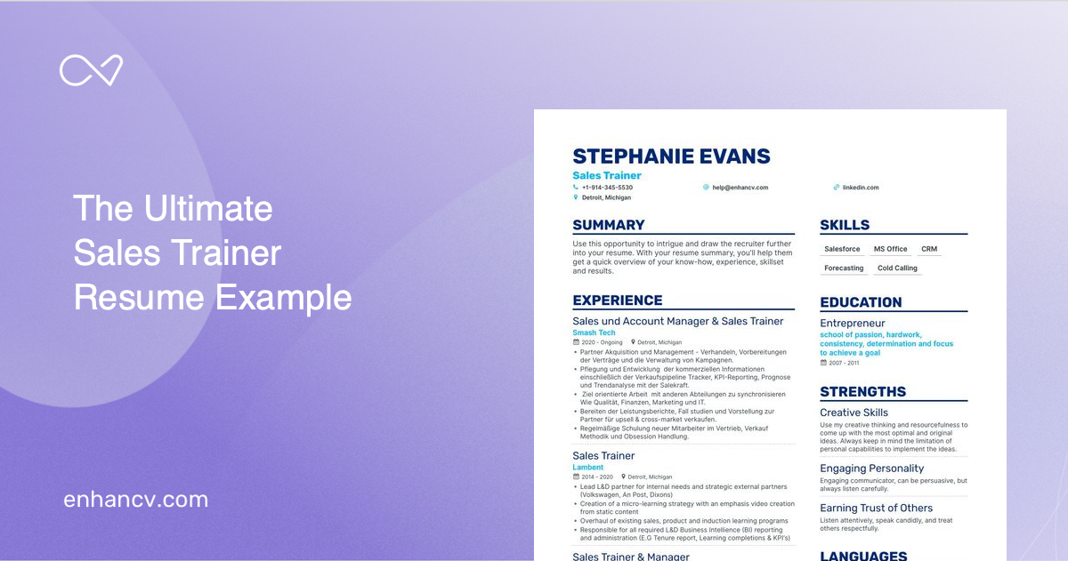 5 Sales Trainer Resume Examples And Guide For 2023 4358