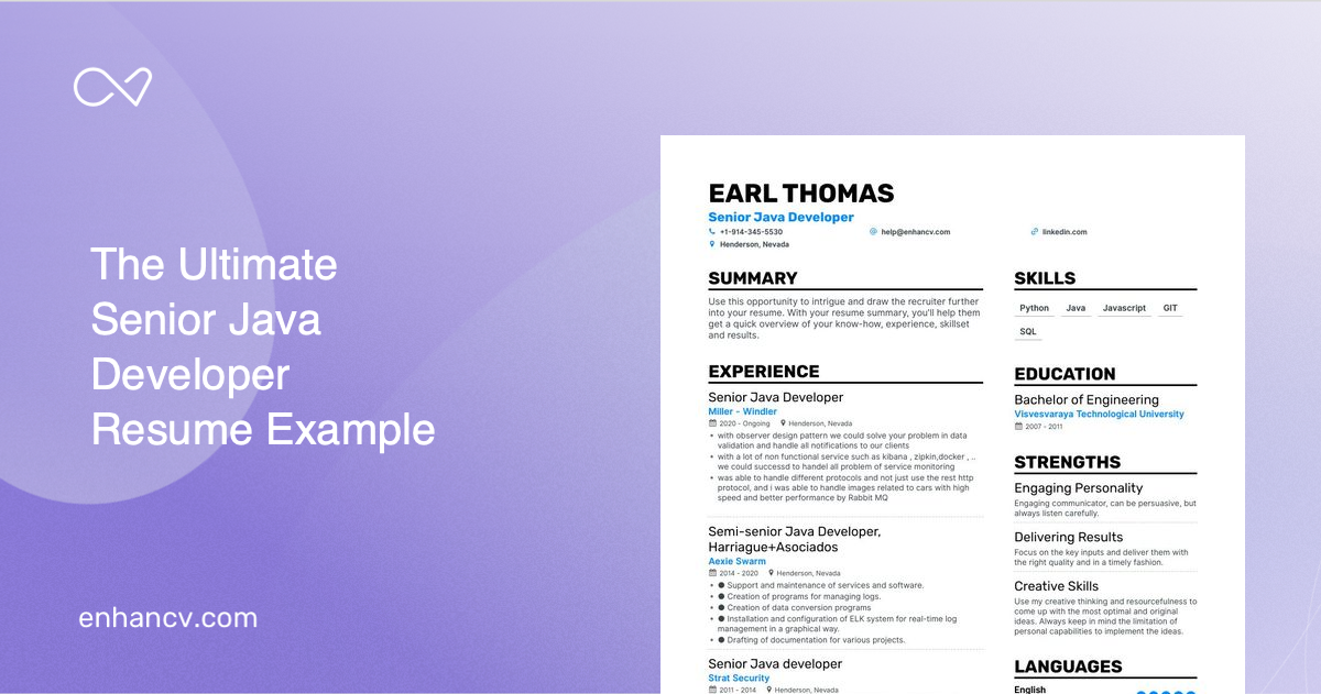 5 Senior Java Developer Resume Examples & Guide for 2023