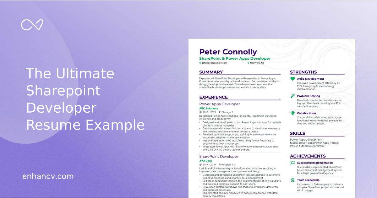 7 Sharepoint Developer Resume Examples & Guide for 2024