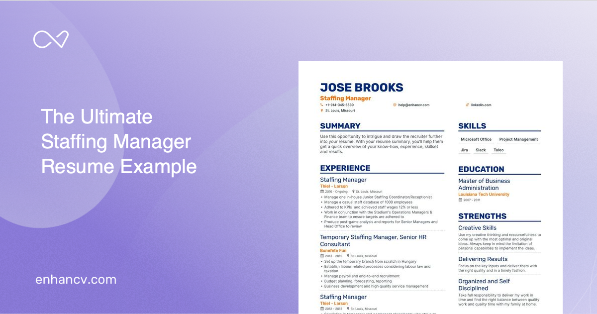 5 Staffing Manager Resume Examples & Guide for 2023