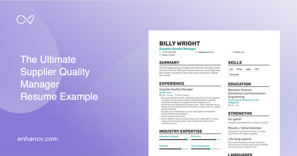 5 Supplier Quality Manager Resume Examples & Guide for 2023