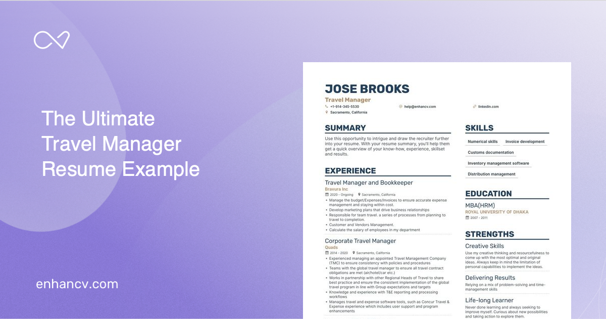 5 Travel Manager Resume Examples & Guide for 2023